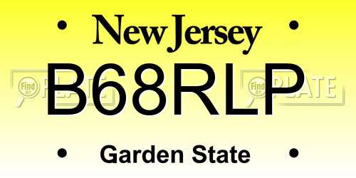 B68RLP New Jersey License Plate