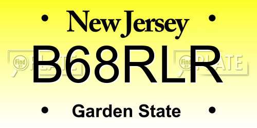 B68RLR New Jersey License Plate