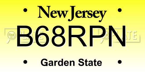 B68RPN New Jersey License Plate