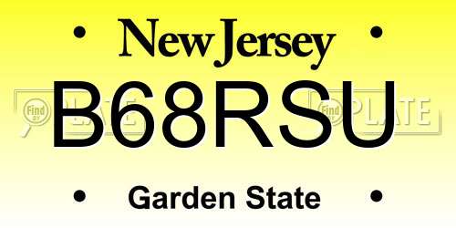 B68RSU New Jersey License Plate