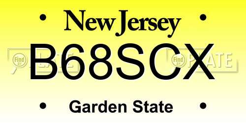 B68SCX New Jersey License Plate