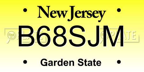 B68SJM New Jersey License Plate