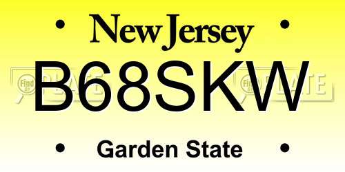 B68SKW New Jersey License Plate