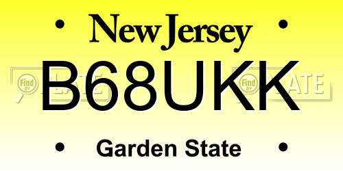 B68UKK New Jersey License Plate