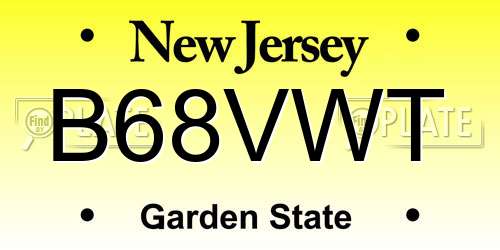 B68VWT New Jersey License Plate