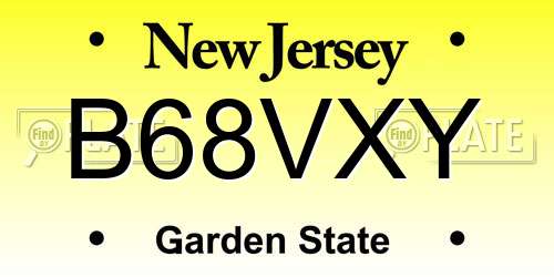 B68VXY New Jersey License Plate