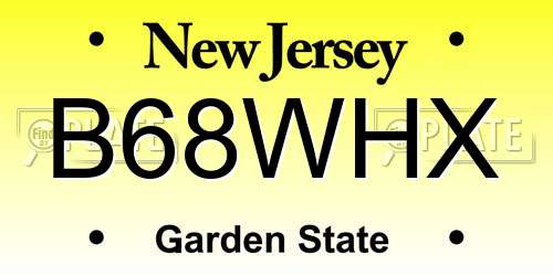 B68WHX New Jersey License Plate