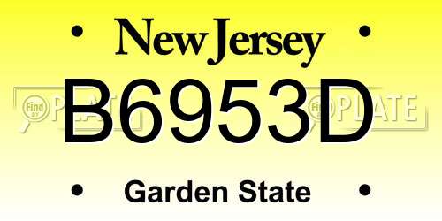B6953D New Jersey License Plate