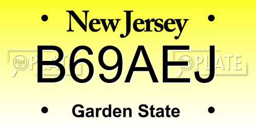 B69AEJ New Jersey License Plate