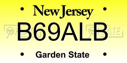 B69ALB New Jersey License Plate