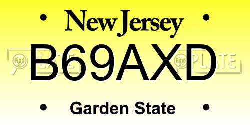 B69AXD New Jersey License Plate