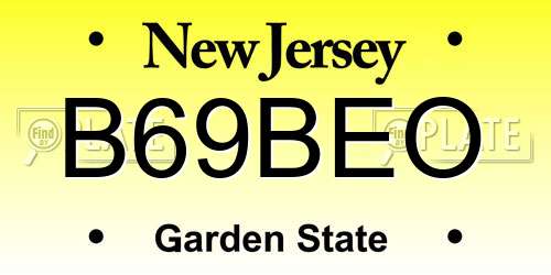 B69BEO New Jersey License Plate
