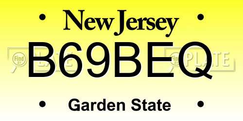 B69BEQ New Jersey License Plate