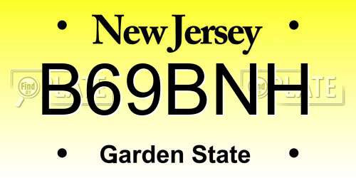 B69BNH New Jersey License Plate