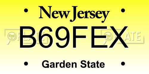 B69FEX New Jersey License Plate