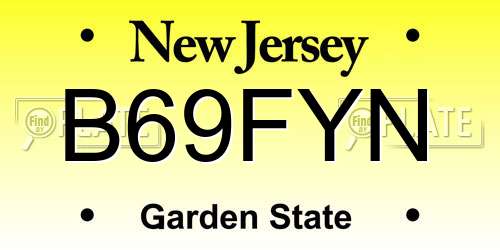 B69FYN New Jersey License Plate