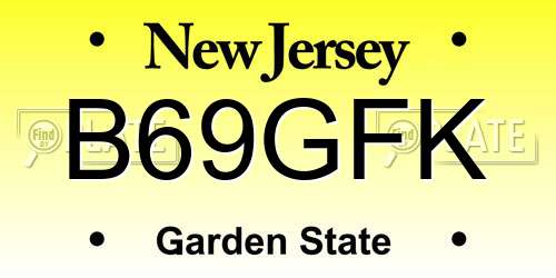 B69GFK New Jersey License Plate