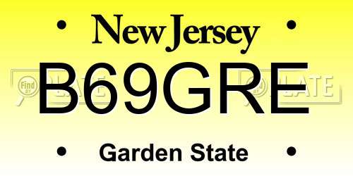 B69GRE New Jersey License Plate