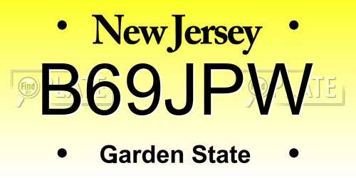 B69JPW New Jersey License Plate