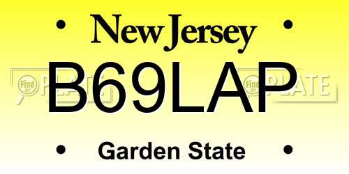 B69LAP New Jersey License Plate