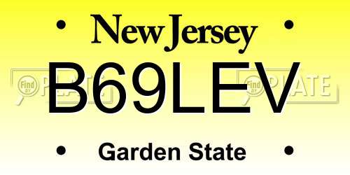 B69LEV New Jersey License Plate