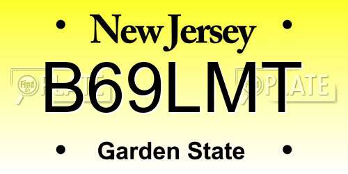 B69LMT New Jersey License Plate