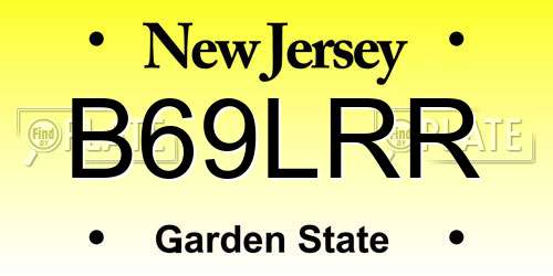 B69LRR New Jersey License Plate