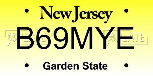 B69MYE New Jersey License Plate