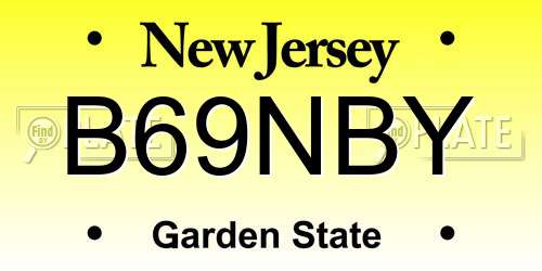 B69NBY New Jersey License Plate