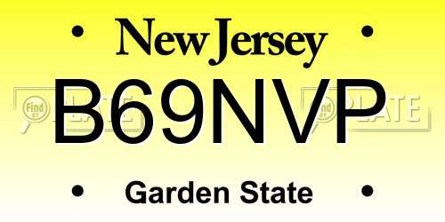 B69NVP New Jersey License Plate