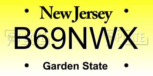 B69NWX New Jersey License Plate