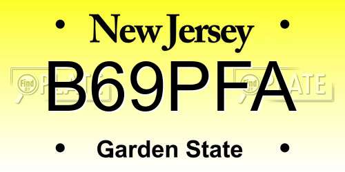 B69PFA New Jersey License Plate