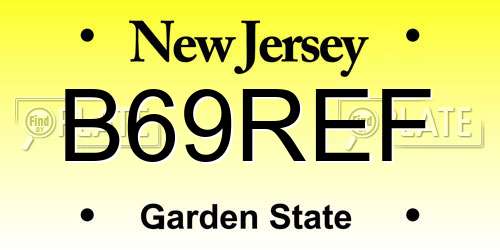 B69REF New Jersey License Plate