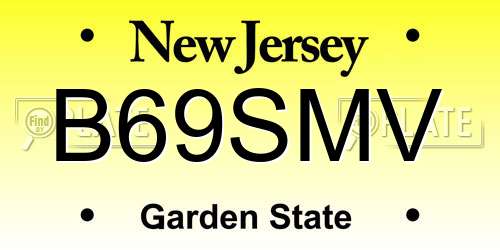 B69SMV New Jersey License Plate
