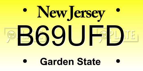 B69UFD New Jersey License Plate