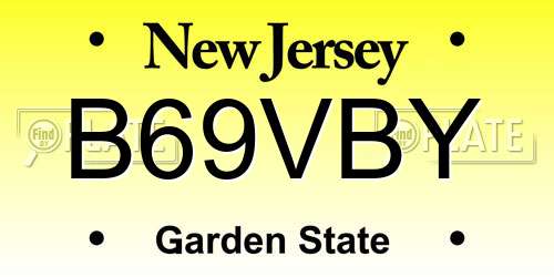 B69VBY New Jersey License Plate
