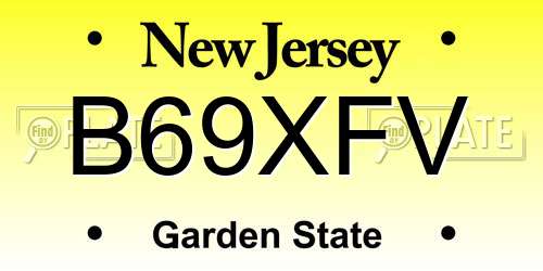 B69XFV New Jersey License Plate