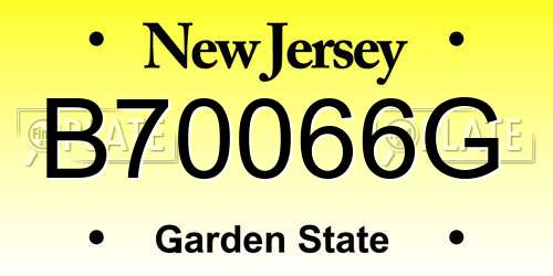 B70066G New Jersey License Plate
