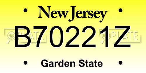 B70221Z New Jersey License Plate