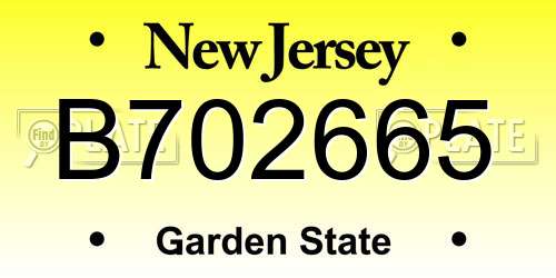 B702665 New Jersey License Plate