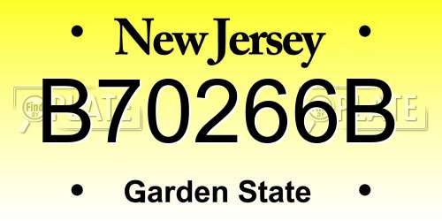 B70266B New Jersey License Plate