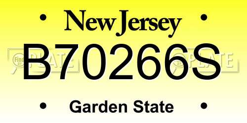 B70266S New Jersey License Plate