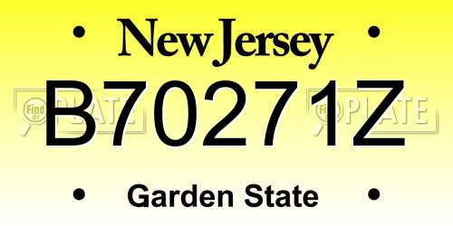 B70271Z New Jersey License Plate