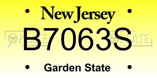 B7063S New Jersey License Plate
