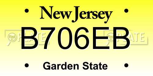 B706EB New Jersey License Plate
