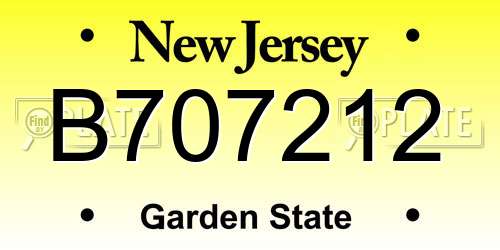 B707212 New Jersey License Plate