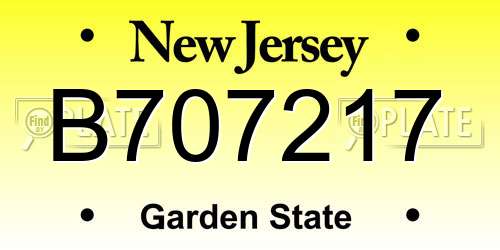 B707217 New Jersey License Plate
