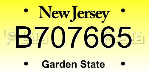 B707665 New Jersey License Plate