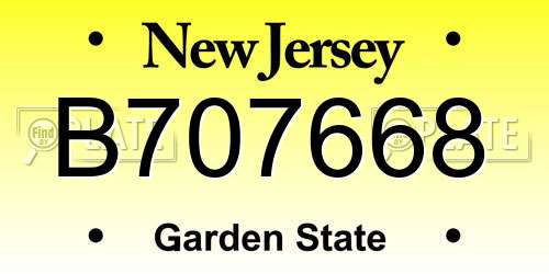B707668 New Jersey License Plate