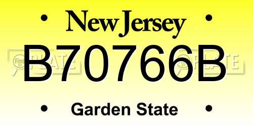 B70766B New Jersey License Plate